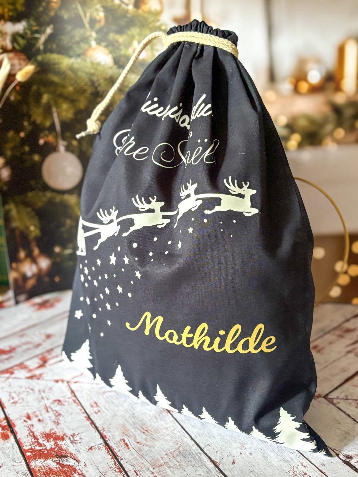 Hotte de Noël bleue