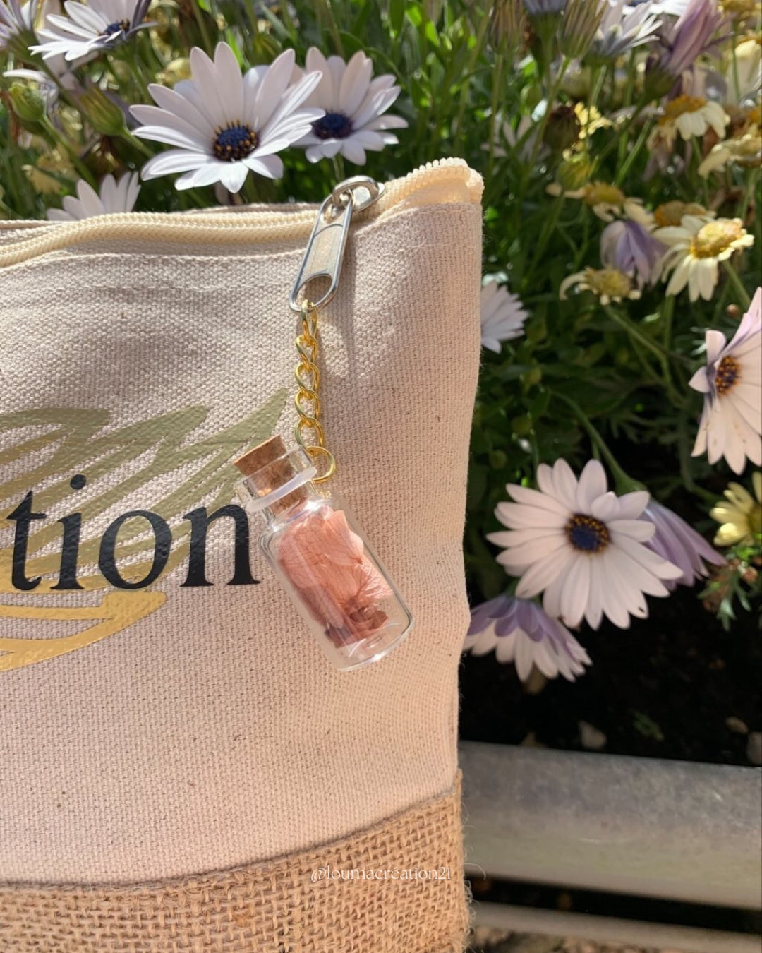 Porte clés fleurs séchées