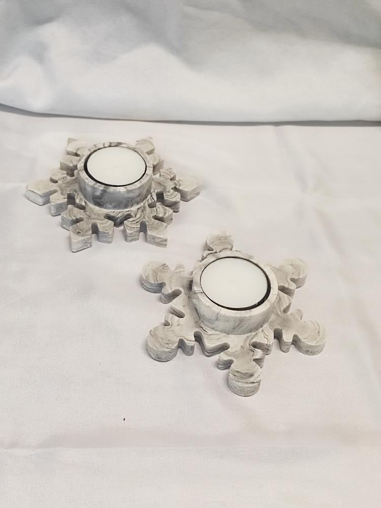 Bougeoir duo flocons de neige