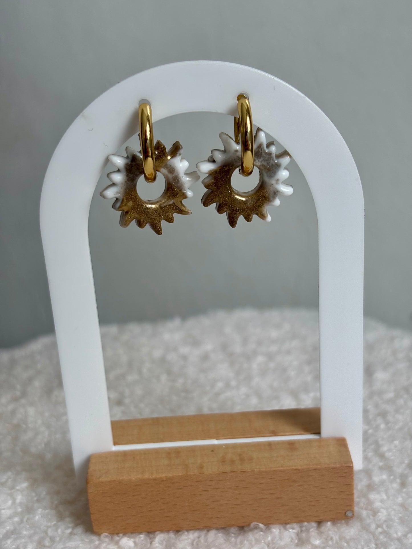 Boucles soleil or & blanc