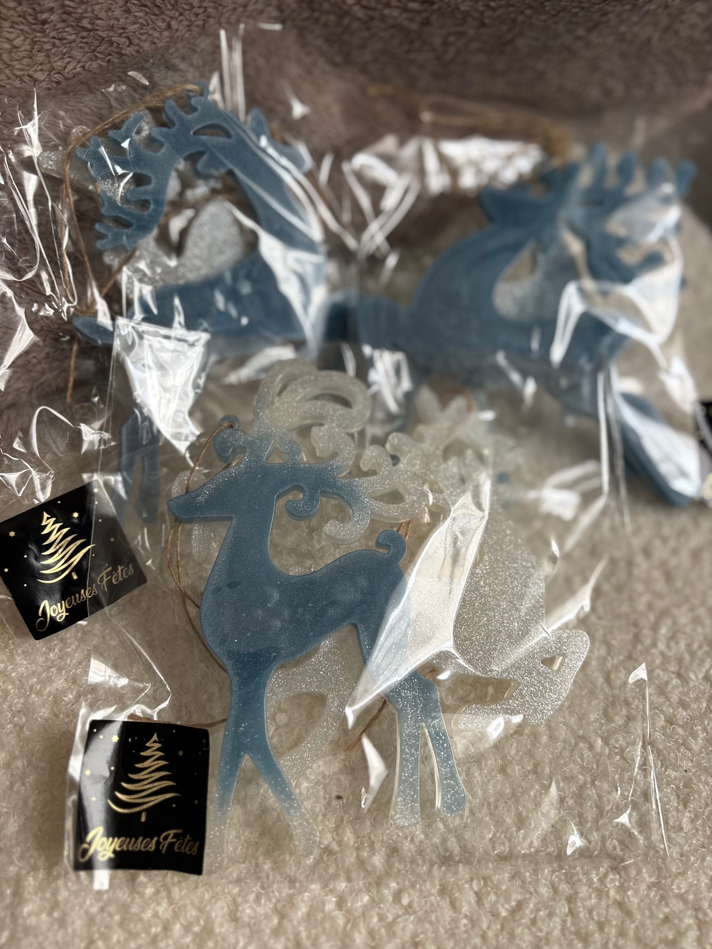 Lot suspension cerfs bleu et blanc