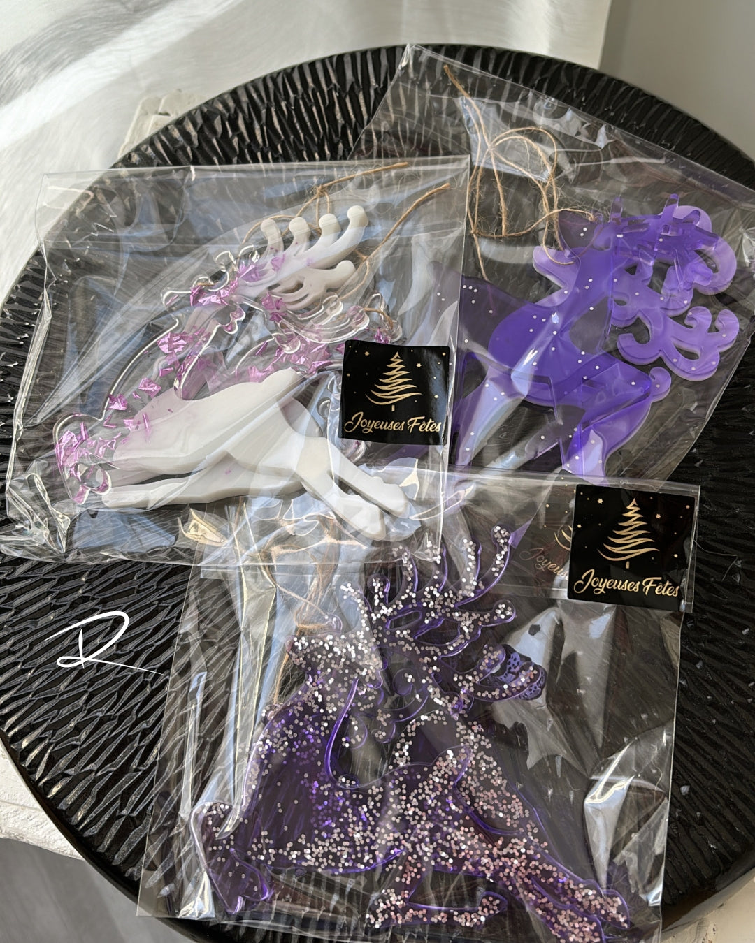 Lot de Cerfs suspensions violet & blanc