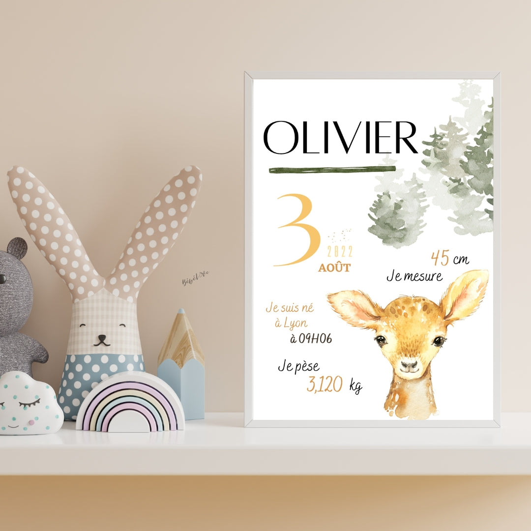 Affiche de naissance Biche