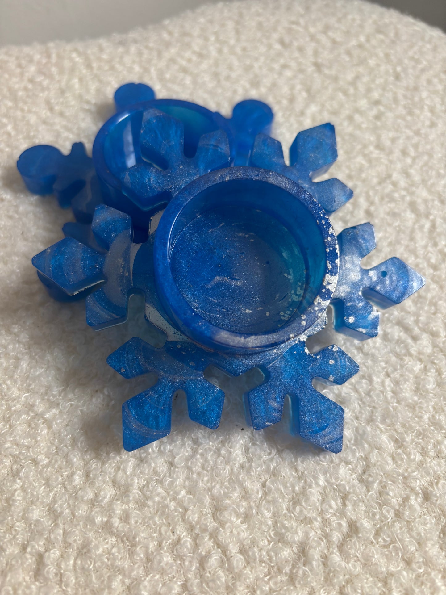 Duo flocons bougeoirs bleu