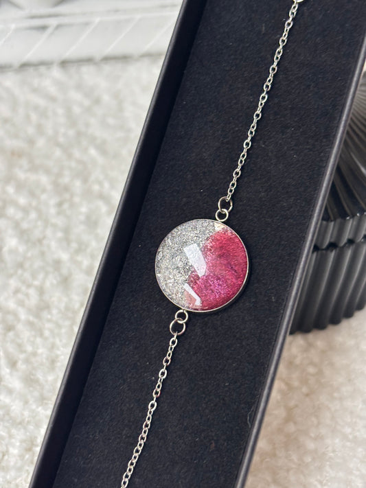 Bracelet grenat et argenté