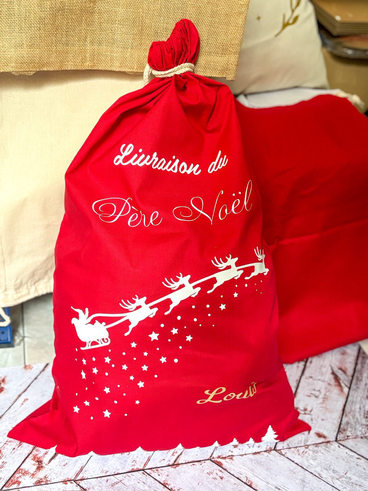 Hotte de Noël rouge