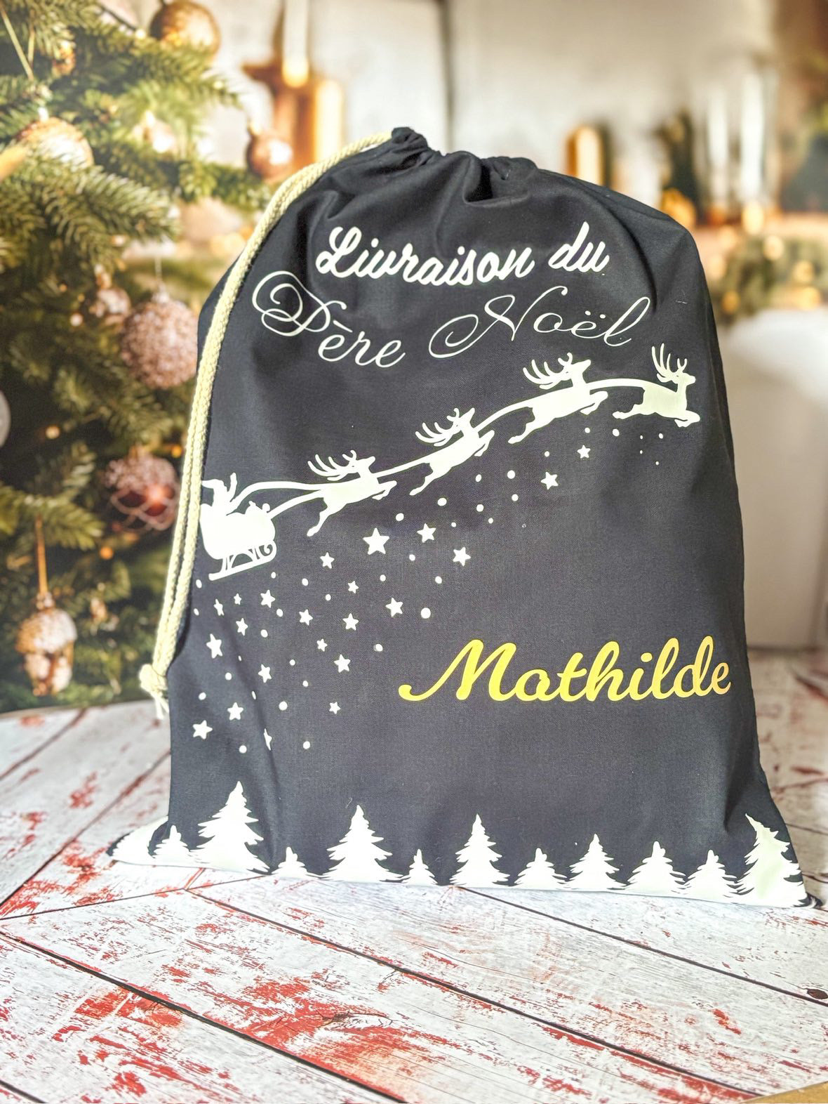 Hotte de Noël bleue