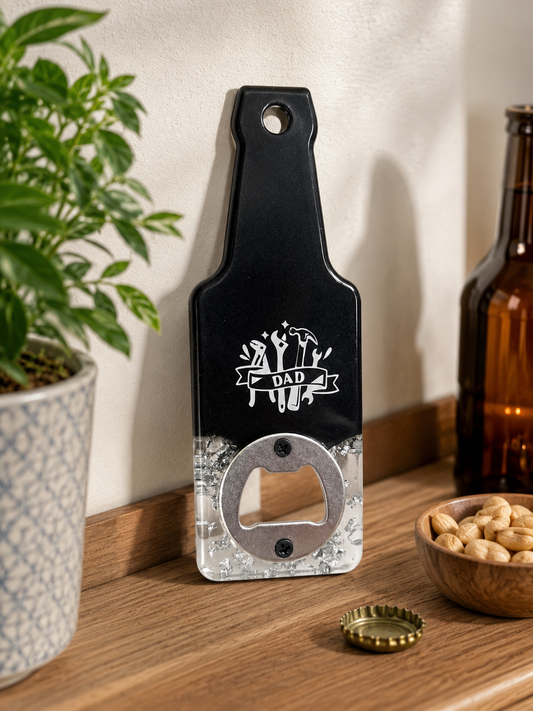 Décapsuleur bouteille noir et argent