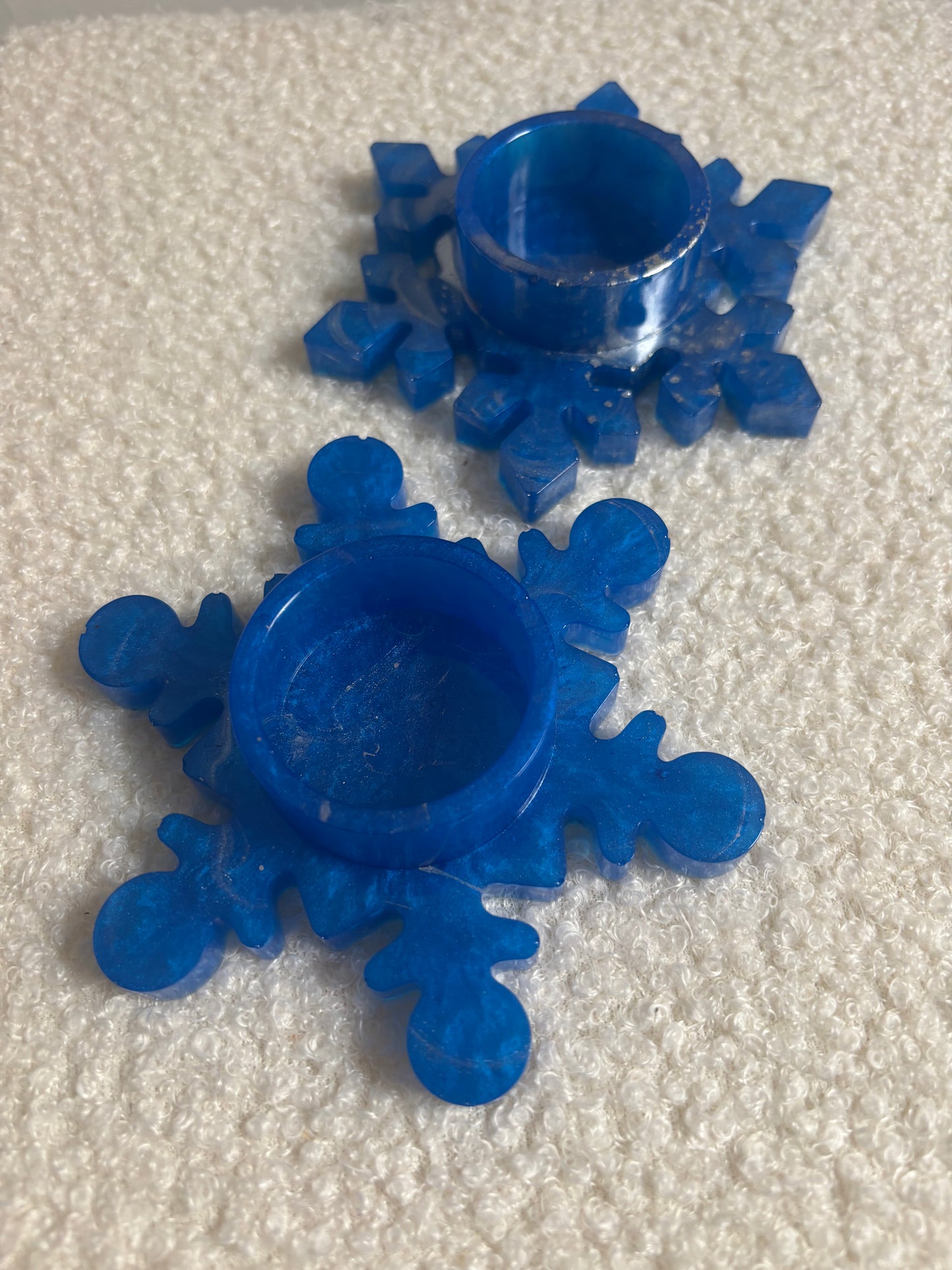 Duo flocons bougeoirs bleu