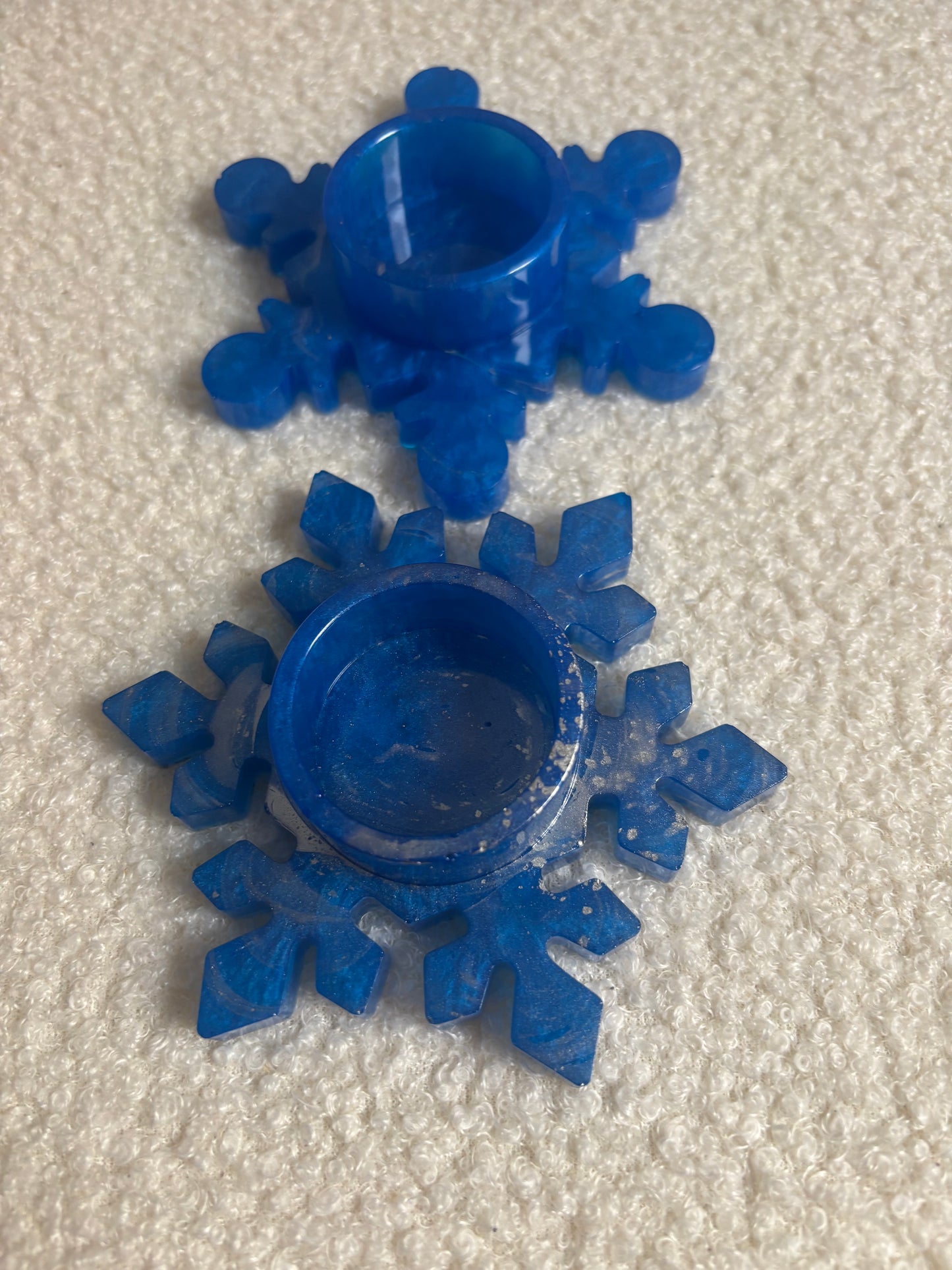 Duo flocons bougeoirs bleu