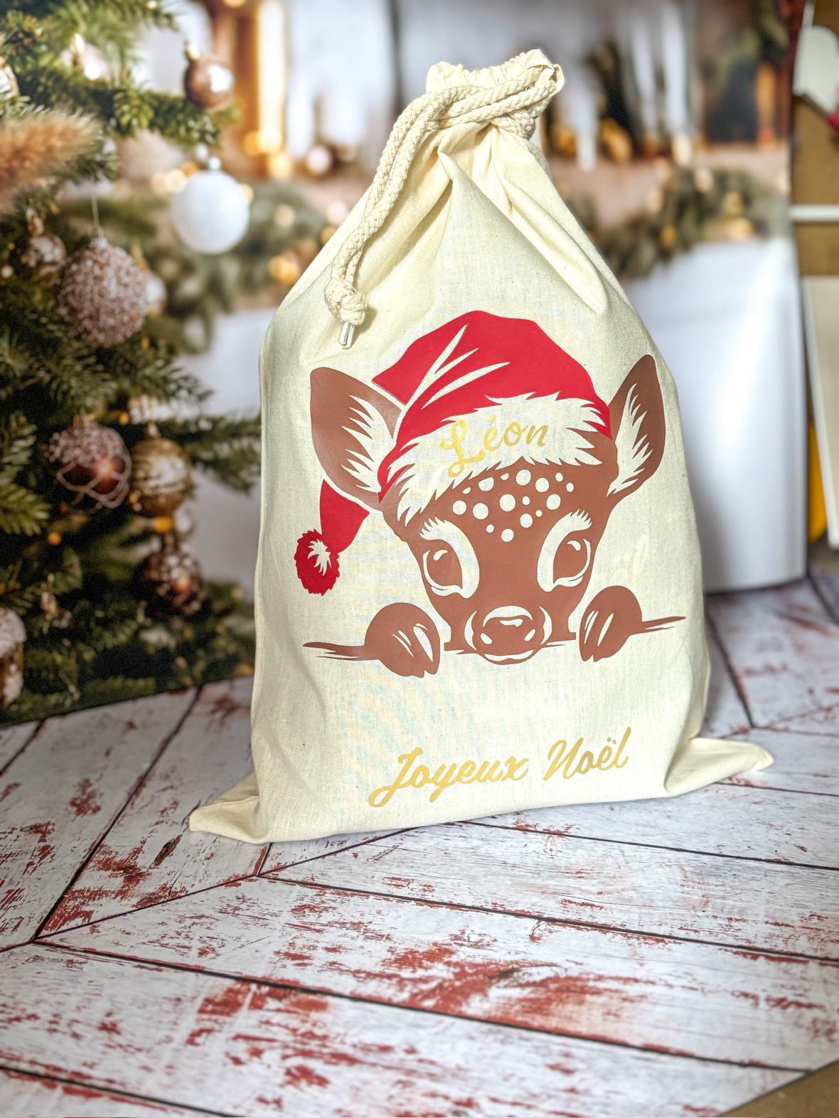 Hotte de Noël petit renne