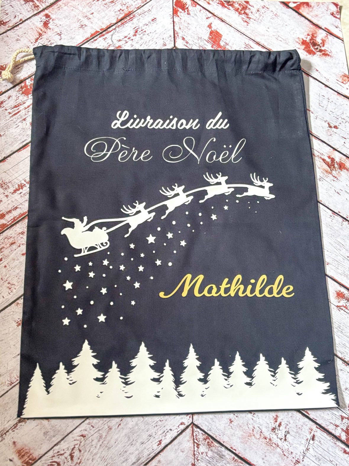 Hotte de Noël bleue