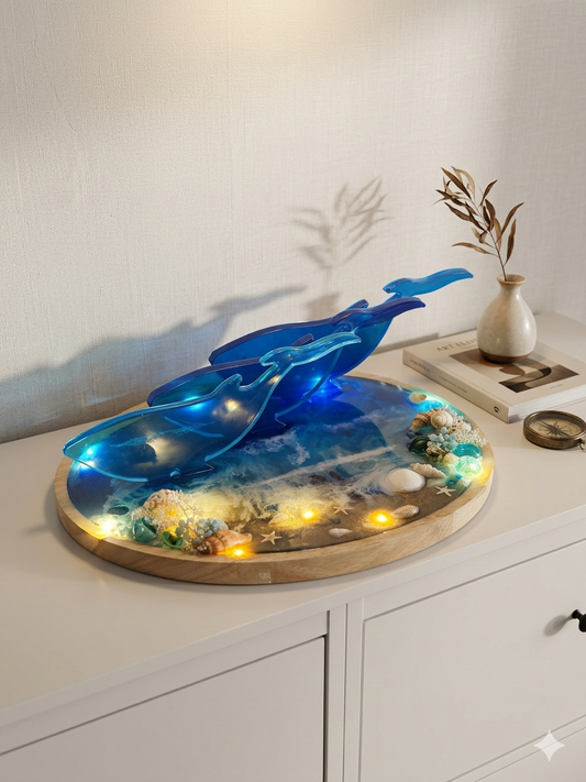 Plateau décoratif Baleines