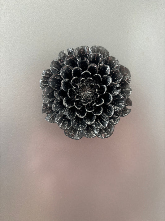 Pivoine noire argentée magnet