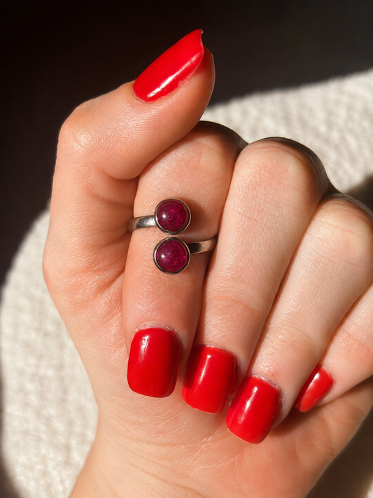 Bague fuchsia & argent